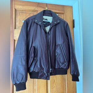 Brown members only bomber jacket vintage size 38 genuine leather warm lining
